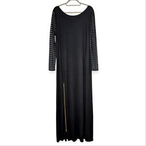 NWT Samantha Leibowitz Women's Black Mesh Sleeve Maxi Dress XL